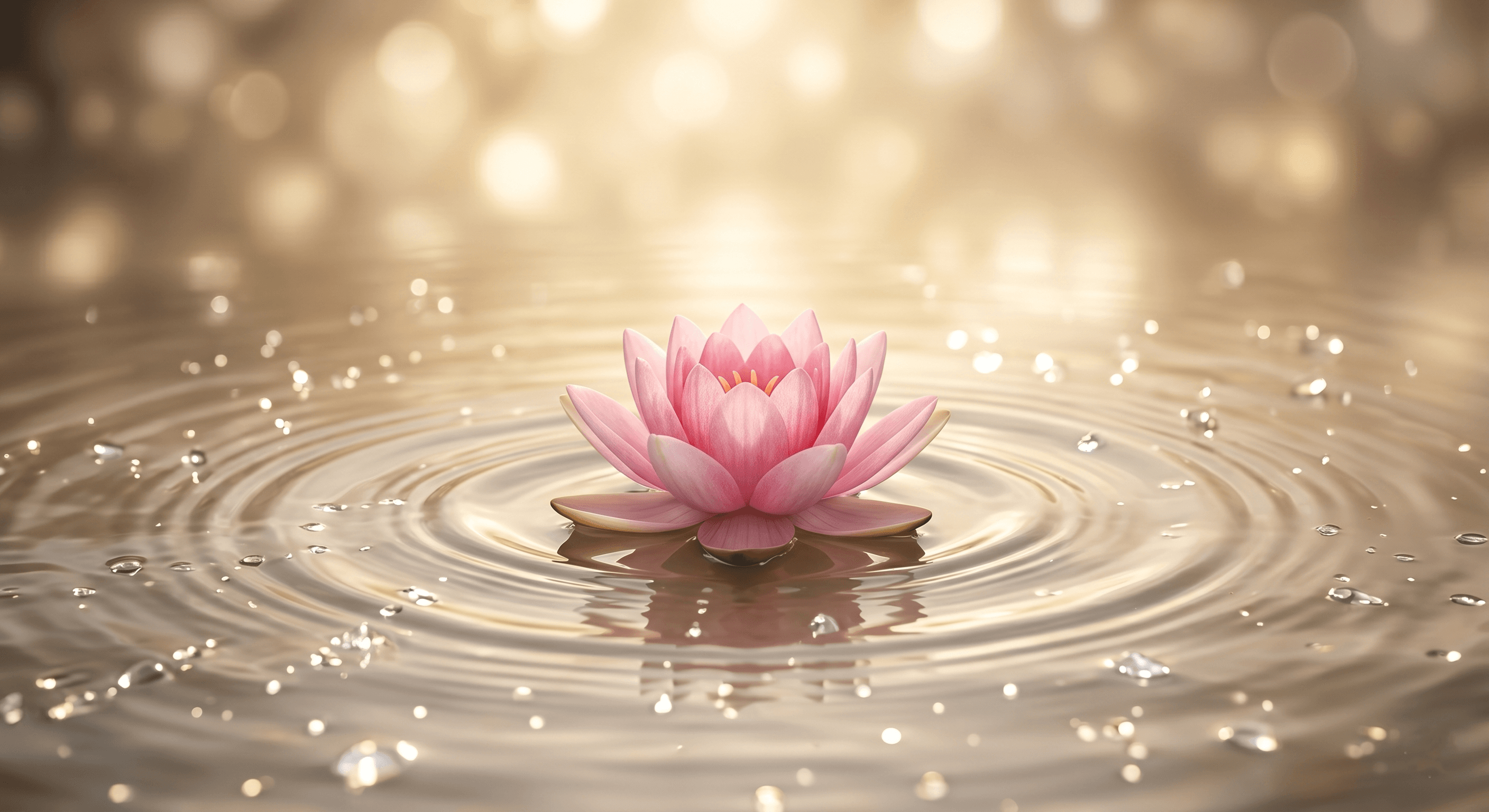 Flor de lotus sobre agua iluminada
